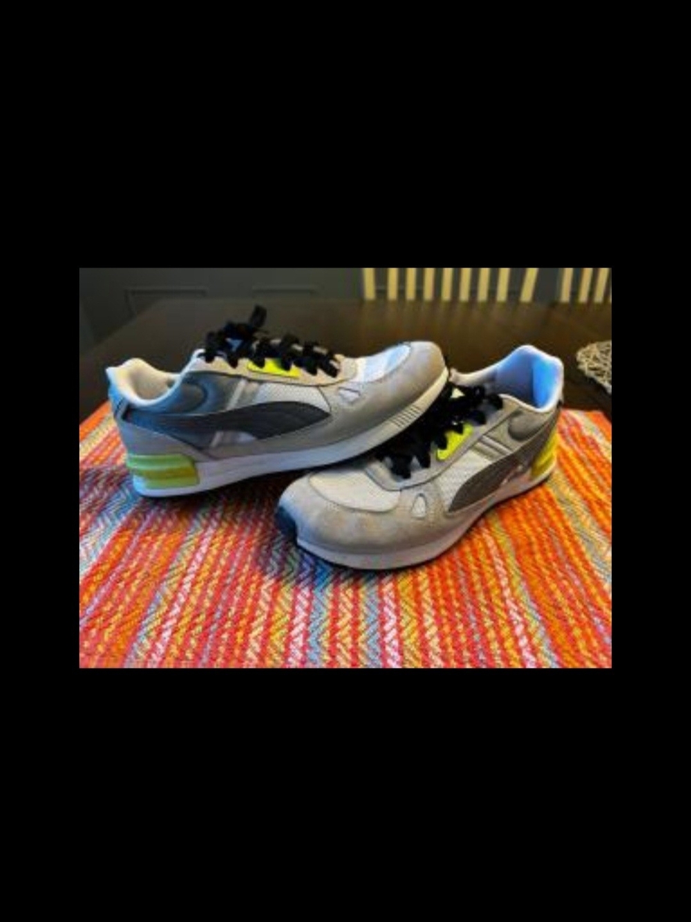 Puma Gray and Neon Yellow Athletic Sneakers